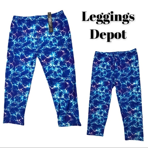 NWT Leggings Depot Blue Print Plus Size Leggings - Picture 1 of 10